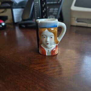 Vintage Mini Toby Mug Toothpick Holder Porcelain Character Cup FUC Chip as shown